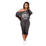 Letter Graphic Two Piece Matching Shorts Set