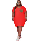 Plus Size Casual Dress with Contrast Pocket