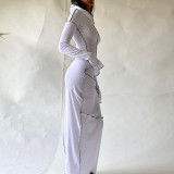 White Casual Long Sleeve Maxi Dress with Hood