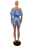 Solid Off Shoulder Ruffle Irregular Mini Dress