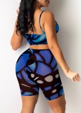 Sexy Cut Out Print Blue Cami Bodycon Rompers