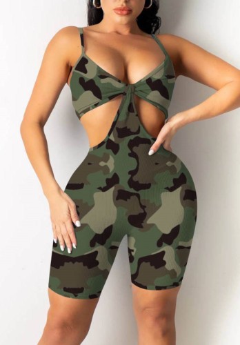 Sexy Cut Out Camo Print Cami Bodycon Rompers
