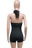 Sexy Black Lace-Up Halter Backless Bodycon Rompers