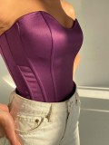 Purple Sexy Strapless Corset Top