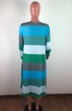Vertical Striped Colorful Tube Dress with Long Cardigan