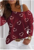 Heart Print Casual Loose Top