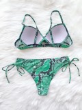 Sexy Green Snake Skin Tie Sides Underwired Bikini Set