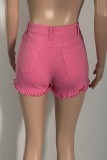 Pink Tassels Sexy Denim Shorts