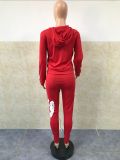 Casual Print Two Piece Sweatsuit with Front Pocket