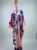 Print Long Kimono Dress Beach Cover Up