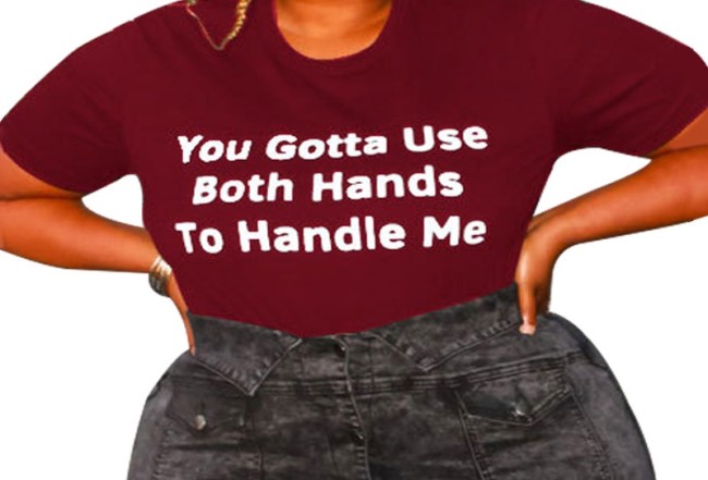Plus Size Summer Tight-Fit Letter Print T-shirt