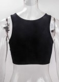 Black Hollow Out Sexy Sleeveless Club Top