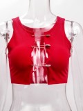 Red Hollow Out Sexy Sleeveless Club Top