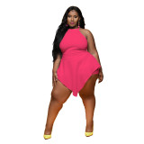 Plus Size White Zipper Back Sexy Sleeveless Rompers
