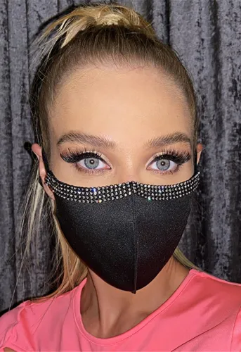 Women Fashion Rhinestone Earloop Mask（2pc Pack）