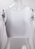 White Hollow Out Sexy Sleeveless Club Top