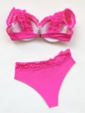 Pink Two Piece Frilled Bikini Set