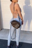 Grey Ribbed Cami Bodycon Jumpsuit