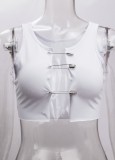 White Hollow Out Sexy Sleeveless Club Top
