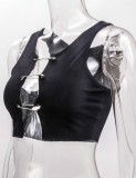 Black Hollow Out Sexy Sleeveless Club Top