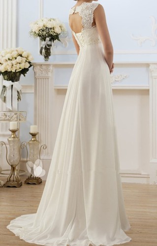 White Lace Bodice High Waist Evening Dress