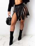 Black Stylish High Waist Zippers Short Skirt
