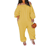 Yellow Leisure Loose Off Shoulder Jumpsuit