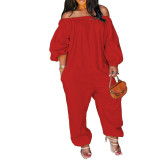 Orange Leisure Loose Off Shoulder Jumpsuit