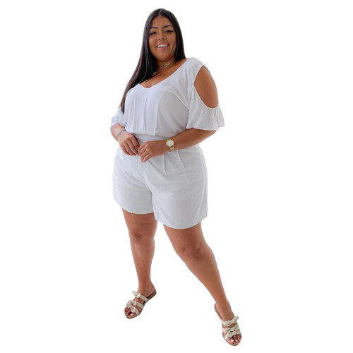 Plus Size Cold Shoulder Casual Loose Rompers