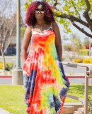 Plus Size Tie Dye Loose Cami Maxi Dress