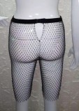 Rhinestone Black Fishnet High Waist Shorts Cover Up