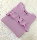 Fitted Purple Ruffle Top and Shorts Two Piece Set