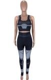 Sports Contrast Cropped Tank and High Waist Pants Set