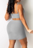 Sexy Hollow-Out Cami Mini Dress in Gray
