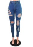 Fashion Blue Ripped Jeans
