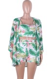 Floral Cami Top and Shorts with Cover Up 3PCS