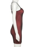 Red Side Slit Sexy Cami Mini Club Dress