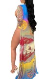 One Piece Dollar Print Swimsuit with Cover-Up