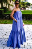 Blue Loose Casual Cami Maxi Dress
