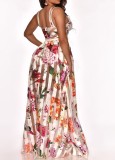 Floral Pink See Through Patchwork Maxi Dress
