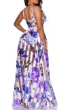 Floral Purple See Through Patchwork Maxi Dress