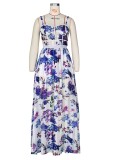 Floral Purple See Through Patchwork Maxi Dress