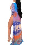 One Piece Dollar Print Swimsuit with Cover-Up
