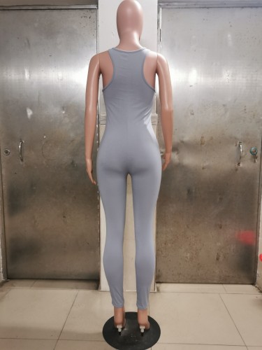 Grey Sleeveless Blank Bodycon Jumpsuit