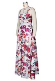 Floral Pink See Through Patchwork Maxi Dress
