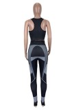 Sports Contrast Cropped Tank and High Waist Pants Set