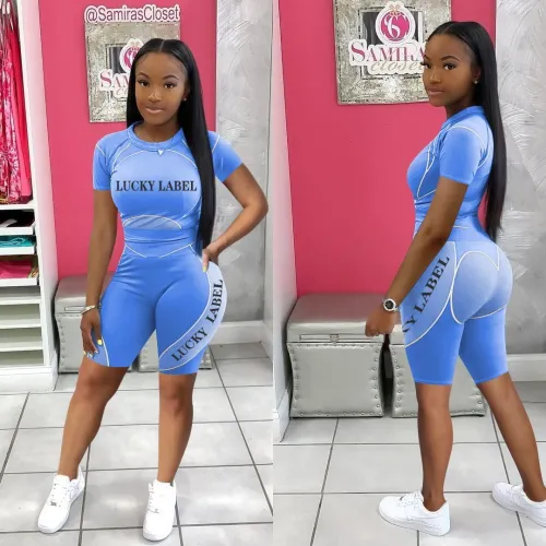 Blue Print Sporrts Two Piece Shorts Set