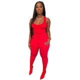 Sexy Red Tank Top and Pants Casual Two Piece Set