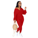 Puff Sleeve Zip Front Red Long SLeeve Sexy Jumpsuit