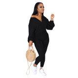 Puff Sleeve Zip Front Blue Long SLeeve Sexy Jumpsuit